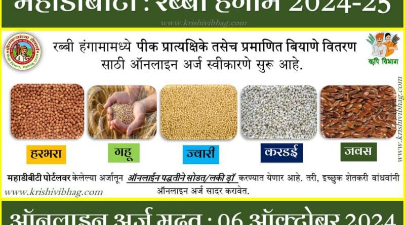 महाडीबीटी रब्बी बियाणे हरभरा करडई गहू ज्वारी जवस mahadbt seeds